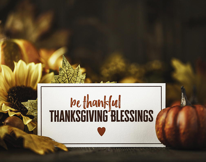 be thankful for your thanksgiving blessings sign with seasonal display