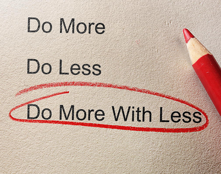 list with do more with less circled in red