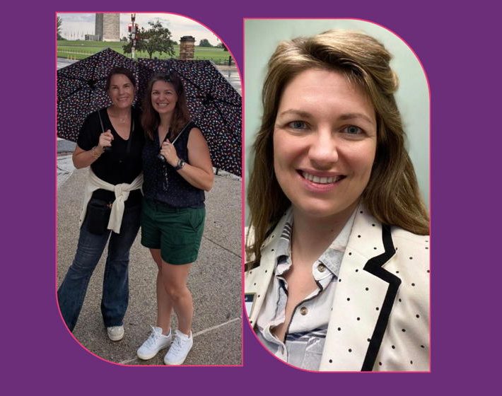 Maribeth and Natalie in Washington DC, and a headshot of Natalie Groeger