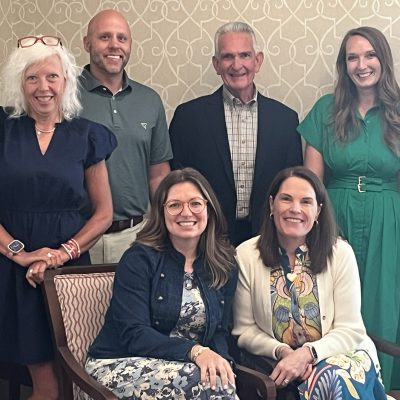 Kurt, Beth, Steve pose with Natalie, Maribeth, and Angela at the Poinsett Club meeting