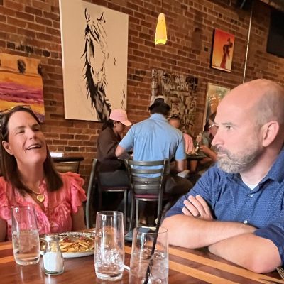 Maribeth and Jeff share a joke at lunch in Greer, SC